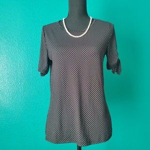 Croft & Barrow Polka Dot Top with Tied Sleeves